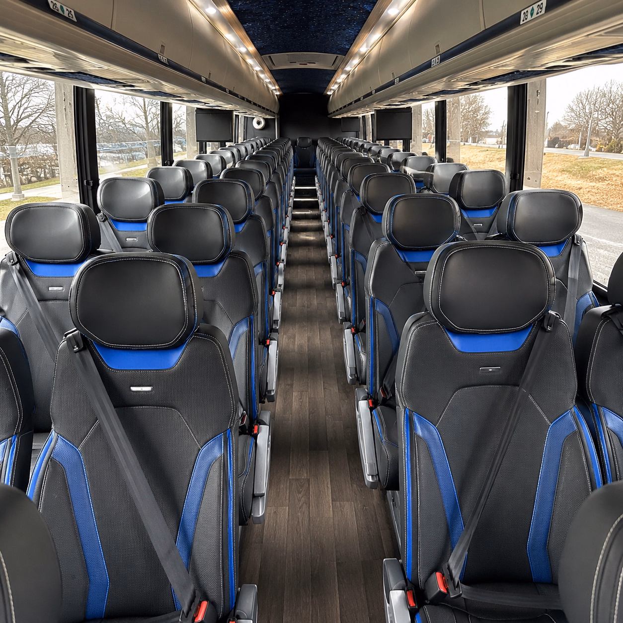 charter bus drop off and pickup zones at den