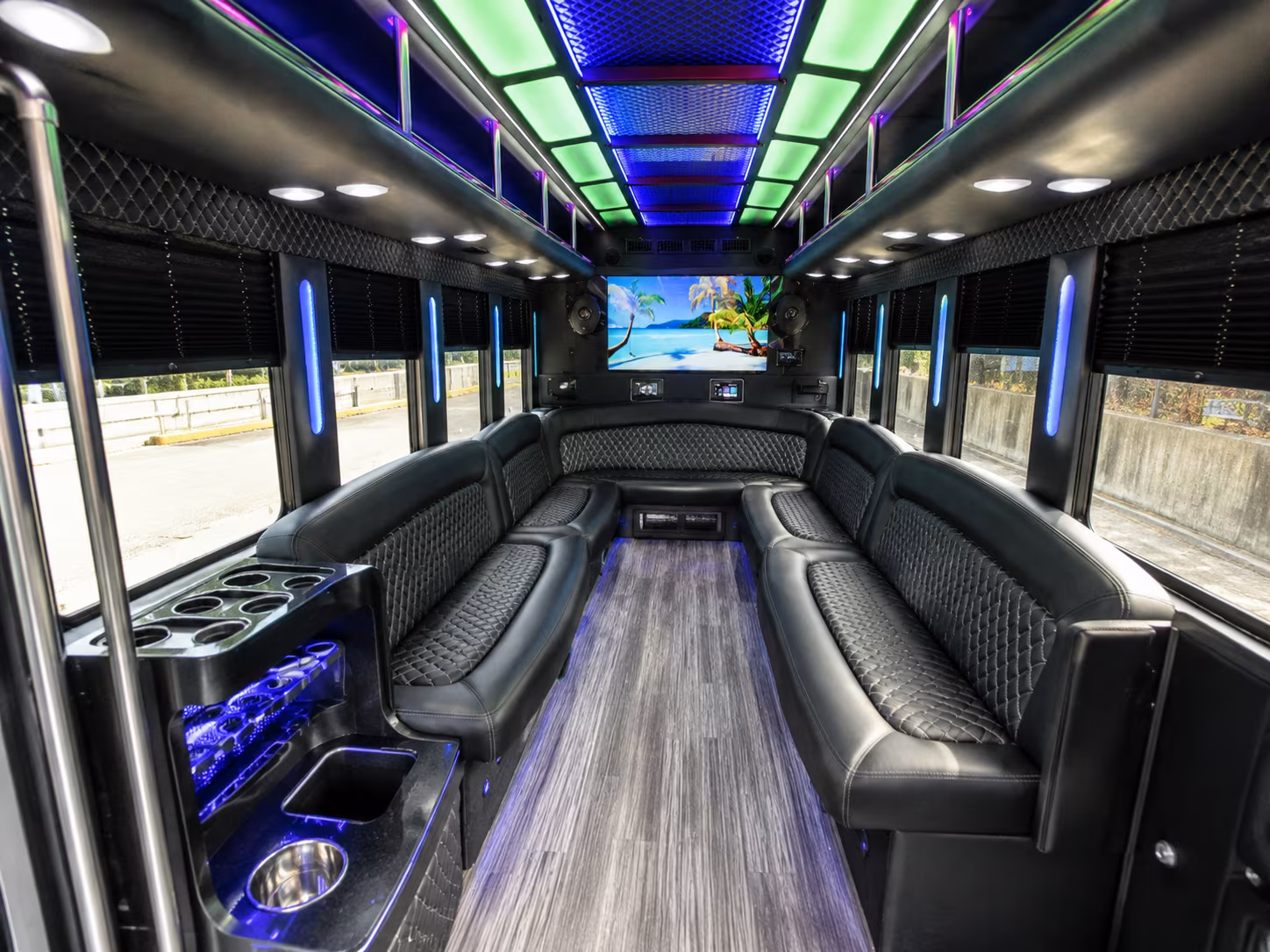 lakewood 18 passenger party bus inside